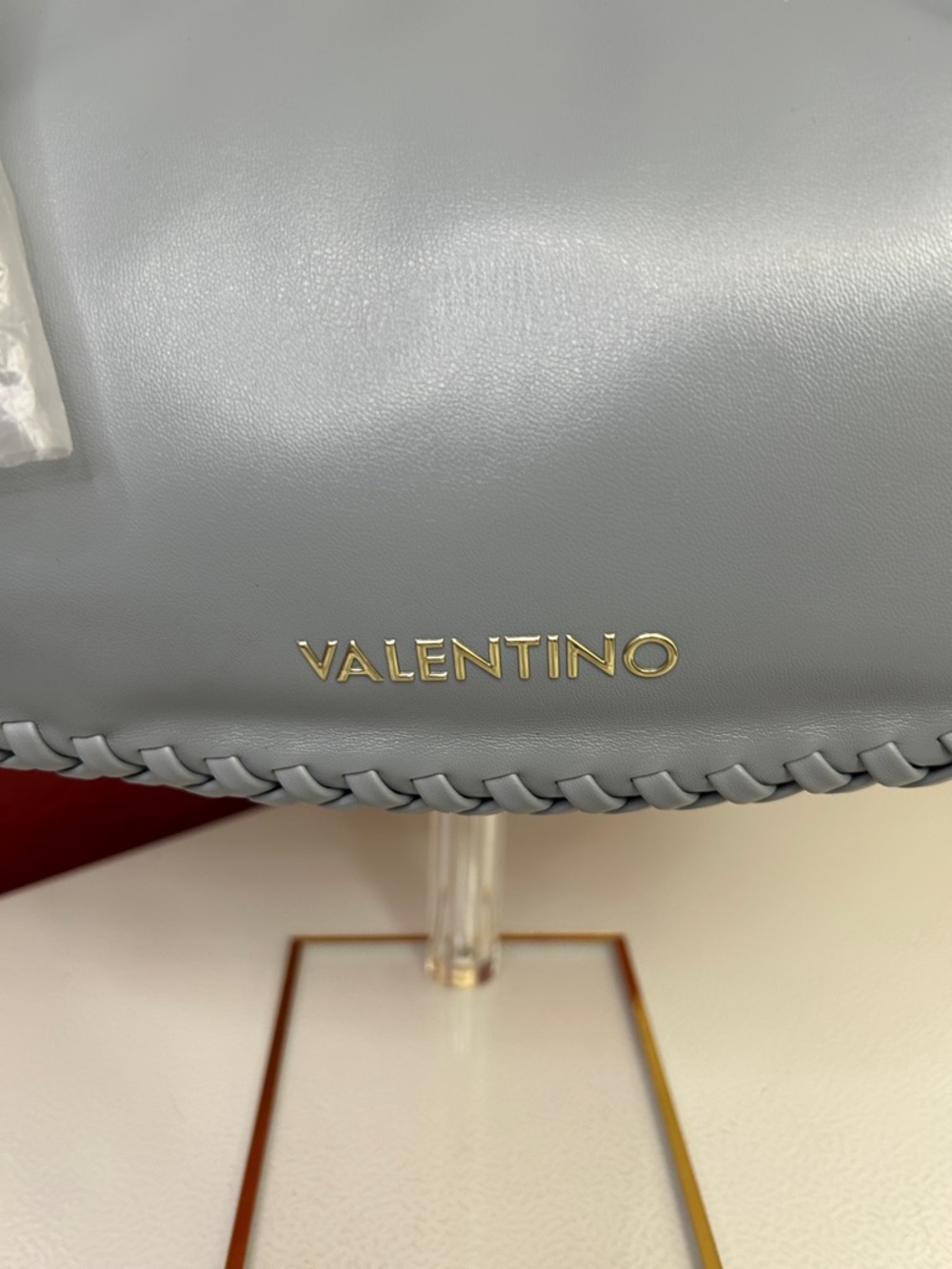 Valentino Light Blue Braided Handle Hobo with Scarf Bow - Picture 2 of 10